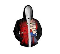 SZRXKJ Sweat à capuche unisexe avec fermeture éclair - Motif personnage d'anime Roblox Quitter Gubby Halloween Cosplay - Noir avec imprimé rouge, Noir , S