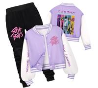 SZRXKJ Vêtements décontractés pour enfants unisexe Demon Hunters Plusieurs couleurs Anime Design Saja Boys Varsity Baseball College Veste, Lila1., 7-8 Jahre