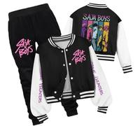 SZRXKJ Vêtements décontractés pour enfants unisexe Demon Hunters Plusieurs couleurs Anime Design Saja Boys Varsity Baseball College Veste, Noir1, 7-8 Jahre