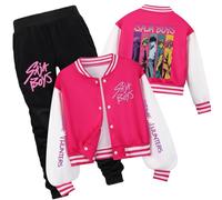 SZRXKJ Vêtements décontractés unisexe pour enfants Demon Hunters Plusieurs couleurs Anime Design Saja Boys Varsity Baseball College Veste, Hotpink1, 7-8 ans
