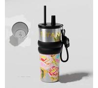 SZSCHENG Tasse à eau en titane pur (rose chinoise, 710 ml + paille en titane pur (boîte colorée)