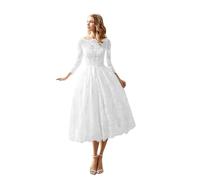 SZSFNMMY Robes de mariée courtes en tulle pour mariée - Robe de mariée en dentelle applique sans manches à genou pour femme, 36