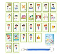 SZSMART Special Needs My Communication Cards Lot de 32 cartes flash parlantes avec une chaîne élastique à anneau, carte d'aide visuelle pour retard de parole non verbal pour enfants et adultes