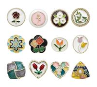 SZSMW 12 Boutons En Or RéTro Vintage - Boutons de Fleurs - Convient Aux Projets de Couture de Bricolage Tels Que des Vestes, des Pulls, des Bandeaux, des Chapeaux, des Robes, des Chemises, des Jeans