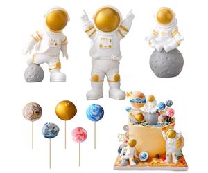 SZSMW 8pcs Astronaute GâTeau Topper - DéCoration de GâTeau D'Astronaute | Adapté Aux DéCorations de FêTe D'Astronaute,Aux SoiréEs à ThèMe Spatial,Aux DéCorations de GâTeaux
