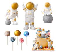 SZSMW Paquet de 3,Anniversaire Astronaute - anniversaire espace - Cake Topper Anniversaire -Adapté Aux DéCorations de FêTe D'Astronaute,Aux SoiréEs à ThèMe Spatial,Aux DéCorations de GâTeaux