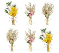 SZSMW Paquet de 6 Fleurs SéChéEs Bouquet - Mini Bouquet Fleurs SéChéEs - Adapté à la DéCoration de la Maison,à la DéCoration du Jardin,Ne Se DéColore Pas Facilement