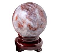 SZSXYBZ Boule de sphère en pierre de soleil avec support faite à la main pour équilibrer les chakras, Feng Shui, Reiki, pierre de divination, décoration d'intérieur et boule de sphère, cadeau