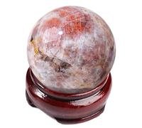 SZSXYBZ Boule de sphère en pierre de soleil avec support faite à la main pour équilibrer les chakras, Feng Shui, Reiki, pierre de divination, décoration d'intérieur et boule de sphère, cadeau