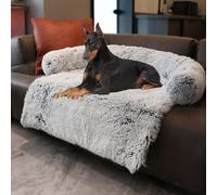 SZSXYBZ Canapé-lit orthopédique en peluche douce apaisante pour chien de grande et moyenne taille, lavable, amovible, antidérapante (gris clair, 90 x 80 x 13 cm)