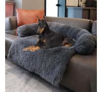 SZSXYBZ Canapé-lit orthopédique en peluche douce apaisante pour chien de grande et moyenne taille, lavable, amovible, antidérapante (gris foncé, 105 x 95 x 15 cm)