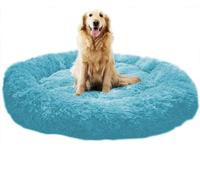 SZSXYBZ Grand lit pour chien et chat de taille moyenne - Antidérapant - Moelleux - Calmant - Panier de couchage profond - Lavable - Bleu - 70 x 70 cm