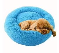 SZSXYBZ Lit pelucheux de très grande taille pour chien et chat, lit rond lavable en forme de beignet pour animaux de compagnie de grande et moyenne taille (bleu, 110 cm)
