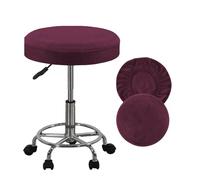 SZSZLDZSW Couvre-Chaise de vanité Couvre-Tabouret Rond Coussin de Coussins Bar Caractéristiques lavables Topne Soft, Respirant et en Velours en Argent Extensible en Argent. Rouge vin 12-14in