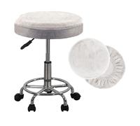SZSZLDZSW Couvre-Chaise de vanité Couvre-Tabouret Rond Coussin de Coussins Bar Caractéristiques lavables Topne Soft, Respirant et en Velours en Argent Extensible en Argent. Blanc 16-18in