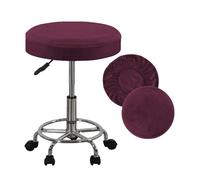 SZSZLDZSW Couvre-Chaise de vanité Couvre-Tabouret Rond Coussin de Coussins Bar Caractéristiques lavables Topne Soft, Respirant et en Velours en Argent Extensible en Argent. Rouge vin 16-18in