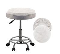 SZSZLDZSW Couvre-Chaise de vanité Couvre-Tabouret Rond Coussin de Coussins Bar Caractéristiques lavables Topne Soft, Respirant et en Velours en Argent Extensible en Argent. Blanc 14-16in