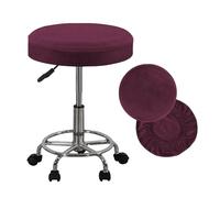 SZSZLDZSW Couvre-Chaise de vanité Couvre-Tabouret Rond Coussin de Coussins Bar Caractéristiques lavables Topne Soft, Respirant et en Velours en Argent Extensible en Argent. Rouge vin 16-18in