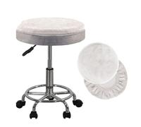 SZSZLDZSW Couvre-Chaise de vanité Couvre-Tabouret Rond Coussin de Coussins Bar Caractéristiques lavables Topne Soft, Respirant et en Velours en Argent Extensible en Argent. Blanc 12-14in