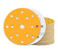 SZTVECFW Lot de 80 disques abrasifs 150 mm, Grain 40, 60, 80, 120, 180, 220, 320, 400, Crochet et Boucle, 15 Trous for Ponceuse orbitale aléatoire(60Pcs-P800)