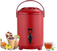 SZTVECFW Urn Boiler Hot and Cold Water Dispenser Stainless Steel Tea Hot Water Bottle with Faucet Portable Handle Large Capacity Sealing for Catering Office Hotels Party(Red,6L)