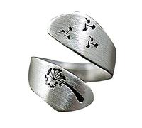 szvbofueck Bague vintage réglable à vis en forme de pissenlit couleur argent arbre vintage punk unique stéréoscopique exagéré anneaux ouverts taille réglable, Bagues d'amitié et bagues de couple