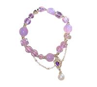 szvbofueck Bracelet en améthyste avec des couleurs contrastées Un charm délicat A For Friends Wisteria Flower Bracelet. Montre-bracelet exceptionnelle, taille unique, Cristal artificiel, Pas de gemme