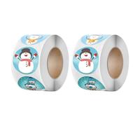 szvbofueck Lot de 1000 autocollants ronds « Joyeux Noël » de 2,5 cm - Décoration de Noël - Bonhomme de neige - Cloche - Autocollants décoratifs (blanc, taille unique)