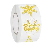 szvbofueck Lot de 500 autocollants ronds « Joyeux Noël » de 2,5 cm - Autocollants de Noël - Bonhomme de neige - Clochette - Autocollants de Noël décoratifs - Police décorative (B, taille unique)