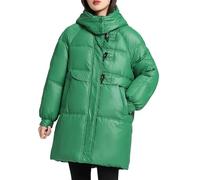 szvbofueck Manteau d'hiver long matelassé pour femme, manteau d'hiver, col montant, manteau à capuche, longueur moyenne, manteau de transition, manteau en duvet, couleur unie, veste de loisirs, veste