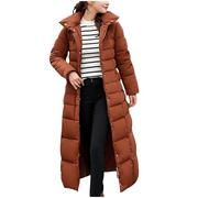 szvbofueck Manteau d'hiver pour femme, long, manteau matelassé à revers, manteau de transition, longueur genou, veste d'hiver, manches longues, manteau en duvet, couleur unie, doudoune douce avec