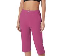 szvbofueck Pantalon de costume 3/4 pour femme - Pantalon d'affaires taille haute - Coupe étroite - Couleur unie - Léger - Extensible - Élégant - Pantalon de yoga - Taille élastique - Pantalon de sport