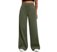 szvbofueck Pantalon de jogging pour femme, taille haute, avec cordon de serrage et poches, élastique, uni, jambe large, pour activités de plein air, yoga, fitness, S-XXL, vert, XL