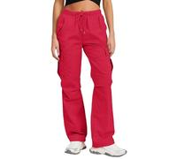 szvbofueck Pantalon de jogging pour femme - Taille haute - Imperméable - Confortable - Couleur unie - Stretch - Bermuda léger - Pantalon de sport d'extérieur - Taille élastique - Avec cordon de
