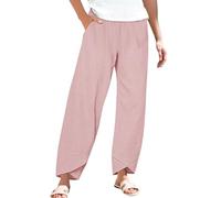 szvbofueck Pantalon en Lin Femme Pantalon Décontracté Taille Haute Coton Lin Pantalon en Tissu Confortable Couleur Unie Mousseline Séchage Rapide Pantalon de Plage Ample Taille Élastique Pantalon