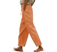 szvbofueck Pantalon en lin pour femme Pantalon décontracté Taille haute Coton Lin Pantalon en tissu confortable Couleur unie Mousseline Pantalon d'été léger Extérieur Taille élastique Pantalon de