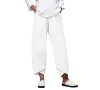 szvbofueck Pantalon en lin pour femme Pantalon en tissu Taille haute Coton Lin Confortable Pantalon décontracté Couleur unie Mousseline Stretch Séchage rapide Pantalon de plage Extérieur Taille