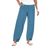 szvbofueck Pantalon en tissu pour femmes Pantalon d'été taille haute Léger Fin Confortable Pantalon de loisirs Couleur unie Stretch Respirant Pantalon de plage Extérieur Taille élastique Pantalon