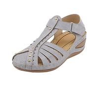 szvbofueck Sandales fermées pour femme - Chaussures d'été compensées - Semelles orthopédiques respirantes - Sandales de sport réglables - Chaussures de plage légères - Sandales élégantes pour femme
