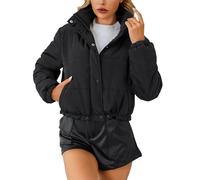 szvbofueck Veste d'hiver courte pour femme, veste matelassée, col montant, veste de transition, veste d'hiver à manches longues, veste thermique unie, veste de sport chaude, doudoune tendance avec