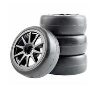 Szwaldaper Ensemble de Roues et pneus de Course Slick, for HSP, for HPI, 1/10 1:10 Touring Car RC 910-6018 Pneus pour Voitures télécommandées(Black Wheel)