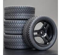 Szwaldaper Lot de 4 Jantes de Roue en Caoutchouc RC de 26 mm, hexagonales 12 1:10, for HSP, for HPI, Sprint 2 Drift RS4 sur Route 4WD Pneus pour Voitures télécommandées(1034-6083)