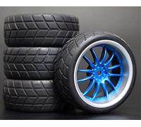 Szwaldaper Lot de 4 Jantes de Roue en Caoutchouc RC de 26 mm, hexagonales 12 1:10, for HSP, for HPI, Sprint 2 Drift RS4 sur Route 4WD Pneus pour Voitures télécommandées(9049-6083)