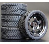 Szwaldaper Lot de 4 Jantes Roue en Caoutchouc RC 26 mm, hexagonales 12 1:10, for HSP, for HPI, Sprint 2 Drift RS4 sur Route 4WD Pneus pour Voitures télécommandées(6030-6085)