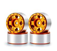 Szwaldaper Lot de 4 jantes roue for chenilles micro CNC Beadlock 1/24 Axial SCX24 90081 AX00001 AXI00002 RC Remplacement du moyeu de roue de voiture Rc(Orange)