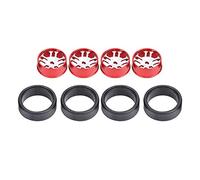 Szwaldaper Lot de 4 moyeux roue en alliage d'aluminium for voiture RC 1/28, jantes ABS, pneus dérive 20x8 mm, pièces rechange Remplacement du moyeu de roue de voiture Rc(Rot)