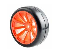 Szwaldaper Lot de 4 pneus Course Plats avec décalage Roue 6 mm, for HSP, for HPI, 1.10 Voiture Tout-Terrain Pneu RC(Red Wheel)