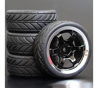 Szwaldaper Lot de 4 pneus en Caoutchouc 1/10 for Voiture de Course RC, Jante de Roue sur Route HSP HPI RC, diamètre 65 mm, pneus 94123-94122 Pneus pour Voitures télécommandées(1002-6086)