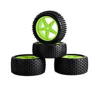Szwaldaper Lot de 4 pneus en Caoutchouc ABS, 2 Roues Avant et arrière, for HSP, 1:10 Buggy RC 66010-66030 Accessoire radiocommandé(Green)