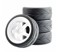 Szwaldaper Lot de 4 pneus en Caoutchouc ABS for HSP, for HPI, Course Automobile sur Route 1:10 Pneu RC(White Wheel)